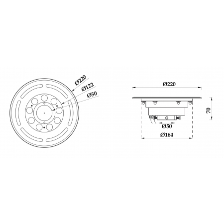 Pierścień ring LED do fontann posadzkowych PHJ-FL220-2 9 / 12 / 18 Watt dowolny kolor + RGB